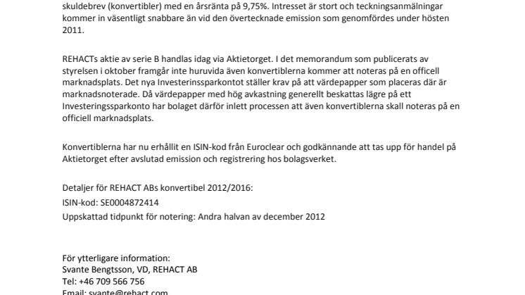 Handel i konvertibler via Aktietorget