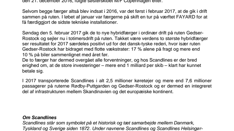 Hybridfærger fejrer etårsdag på Gedser-Rostock