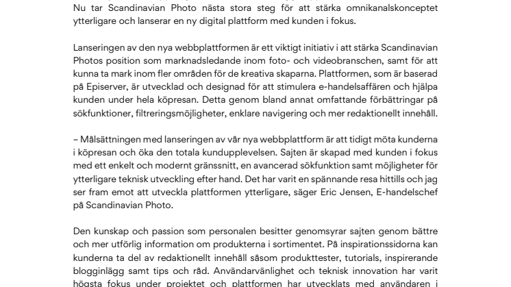 ​Scandinavian Photo stärker e-handelsaffären – lanserar ny digital plattform