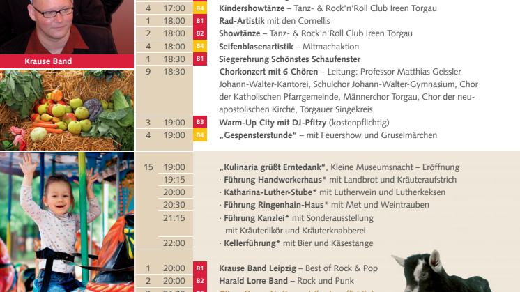 Programm zum Erntedankfest in Torgau
