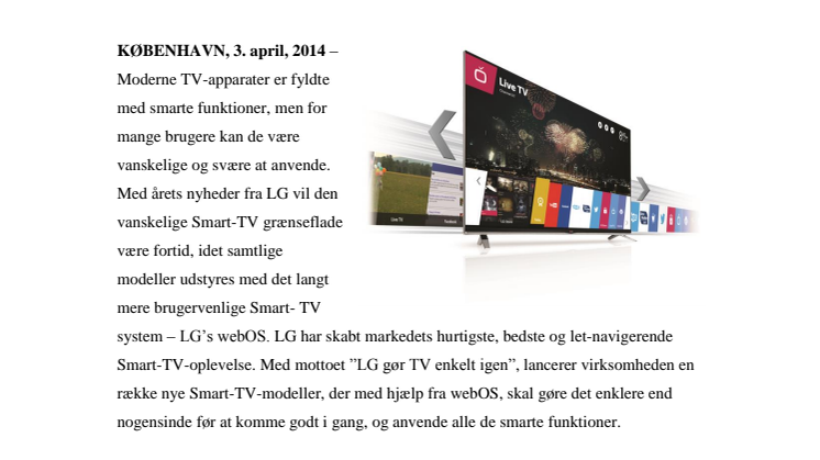 TV-OPLEVELSE I VERDENSKLASSE – NU ER LG’S NYE LINE-UP INDEN FOR OLED OG SMART-TV LANDET 