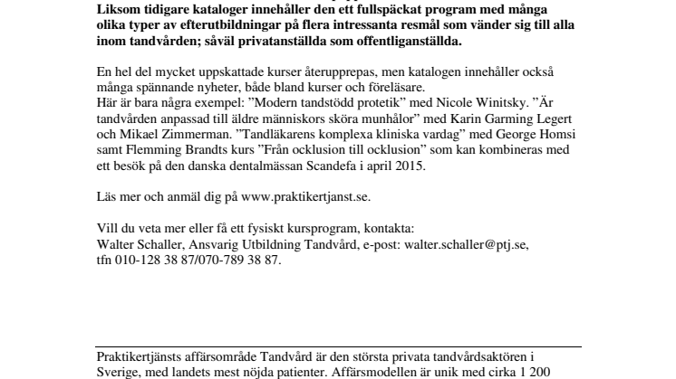 Praktikertjänsts fullmatade Kursprogram för våren 2015 är nu släppt