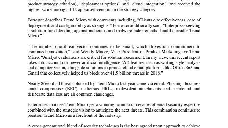 Press release Forrester Wave Leader 2019