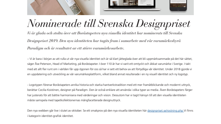 Nominerade till Svenska Designpriset 