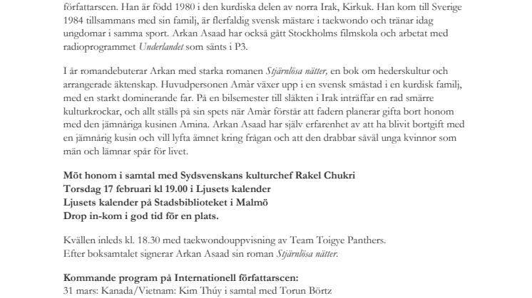 Internationell författarscen: Arkan Asaad om nödvändiga uppbrott och rätten att få välja livsväg