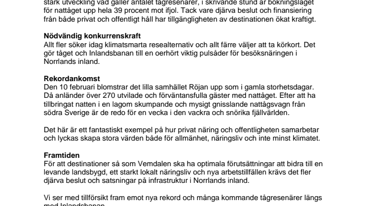 Rekord för tågsatsning på Inlandsbanan
