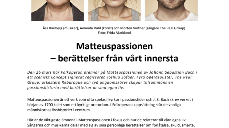 Matteuspassionen - berättelser från vårt innersta