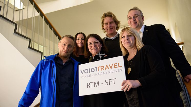 Från vänster, främre raden: Bo Wikström, Maria Broman, Visit Skellefteå. Erica Mattsson, Swedish Lapland Visitors Board. Bakre raden. Beatrice Bergqvist, Region Västerbotten . Cees van den Bosch, Voigt Travel. Robert Linderberg, Skellefteå Airport.  