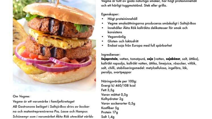 Vegme prouduktblad