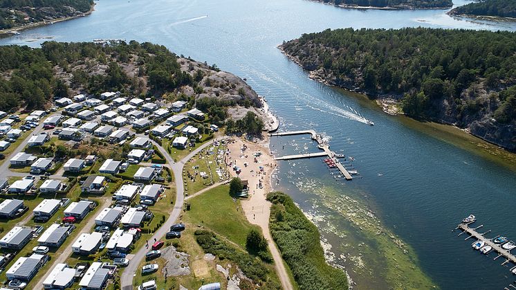 Bild över ett av fyra campingområden på Daftö Resort i Strömstad