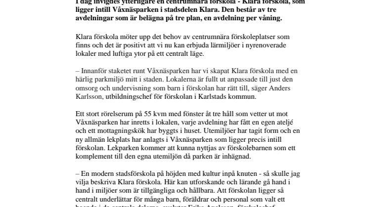 Ännu en ny centrumnära förskola är invigd 