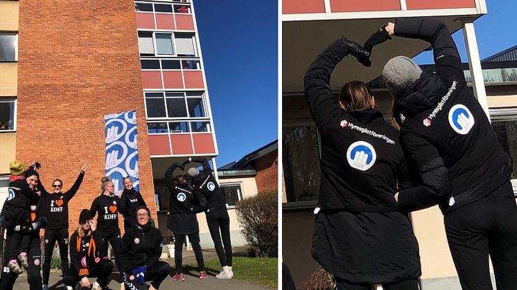 Balkonggympa för boende på Allögården i Kristianstad 29 mars