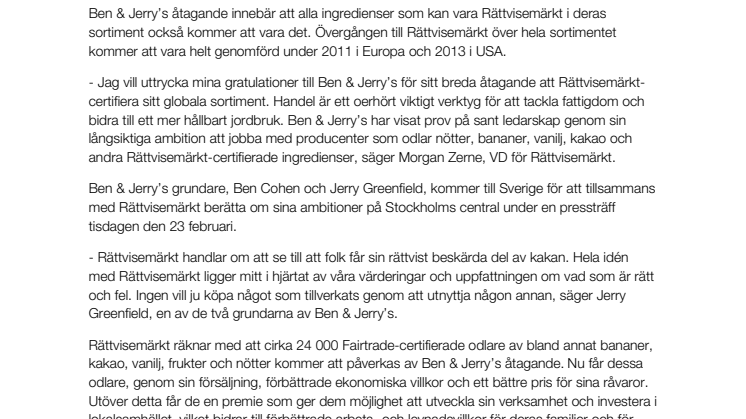 Schysst glass hetast i vår - Ben & Jerry's hela sortiment blir Rättvisemärkt