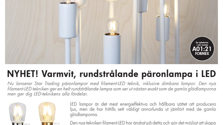 NYHET! Varmvit, rundstrålande päronlampa i LED