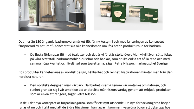 Ifö inspireras av naturen och får ny grönare förpackning 