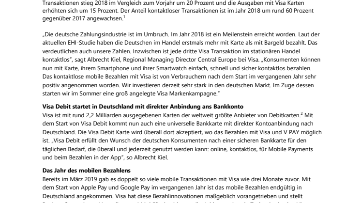 Visa wächst in Deutschland stärker als je zuvor