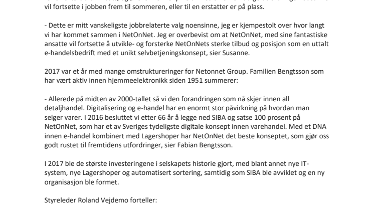 NetOnNet søker ny administrerende direktør!