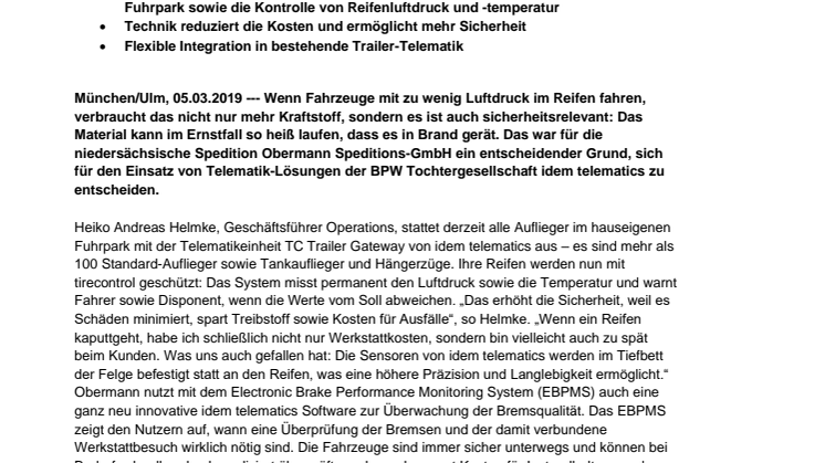 idem telematics: Mehr Sicherheit und gleichzeitig Reduzierung der Kosten