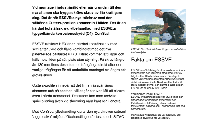 Ny kraftfull CorrSeal-behandlad träskruv från ESSVE