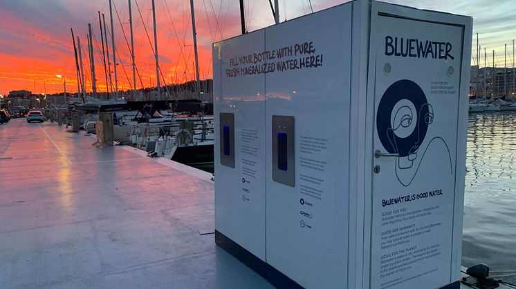Bluewater stands ready to dispense water as pure as nature intended to 52 Super Series crew (credit:@rightformula)