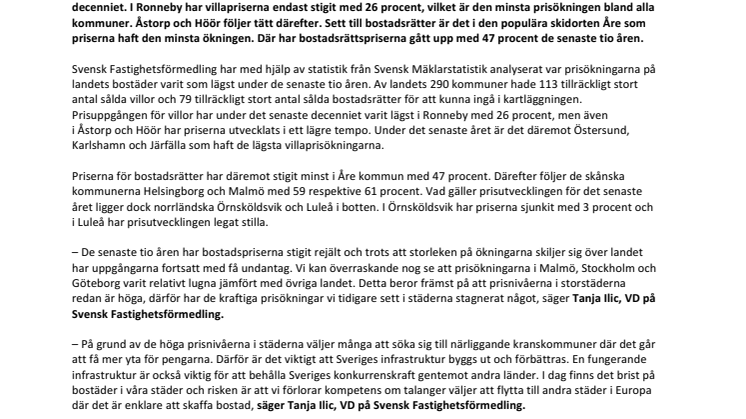 Unik kartläggning visar: Här har bostadspriserna i Sverige stigit minst de senaste tio åren