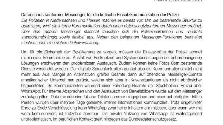 Datenschutzkonformer Messenger für die kritische Einsatzkommunikation der Polizei