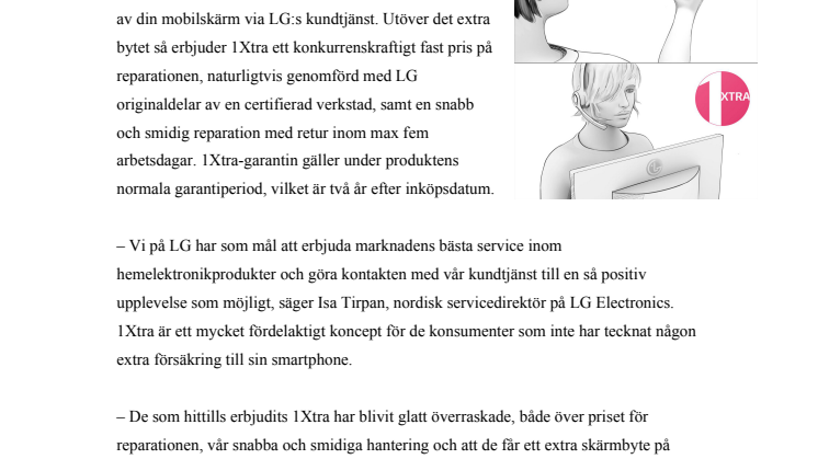 LG LANSERAR 1XTRA – SNABB REPARATION AV SPRÄCKT MOBILSKÄRM MED ETT EXTRA SKÄRMBYTE PÅ KÖPET 