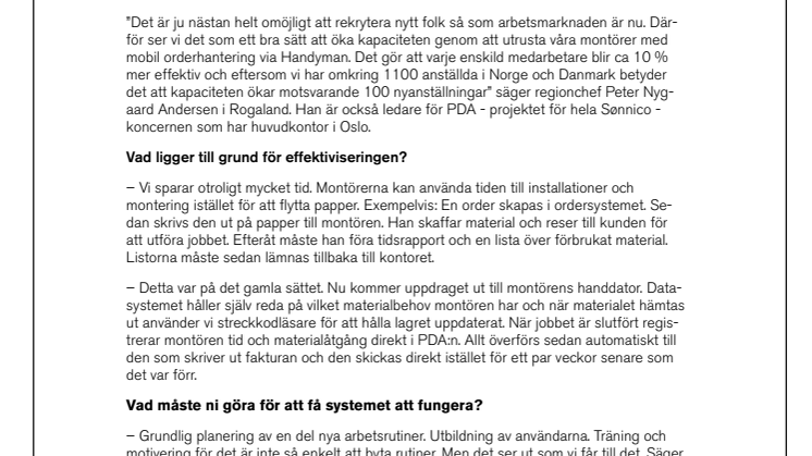 Sønnico sparar flera årslöner med Handyman
