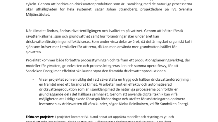 Digitalisering ska säkra Sandvikens framtida dricksvatten