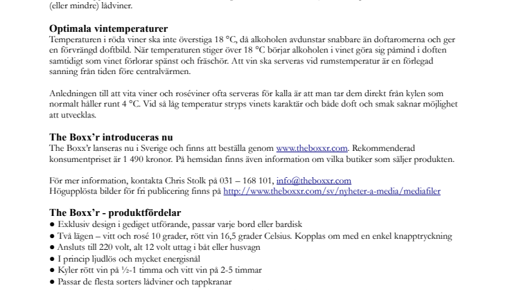 Unik vinkyl ger bag-in-box-vinet optimal temperatur
