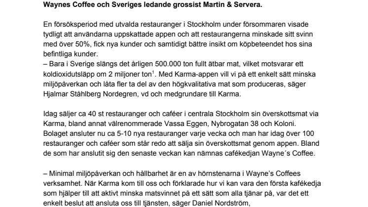 Nya tjänsten Karma gör minskat matsvinn lönsamt