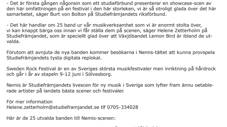 Växjöband Lemon Bird spelar på Sweden Rock