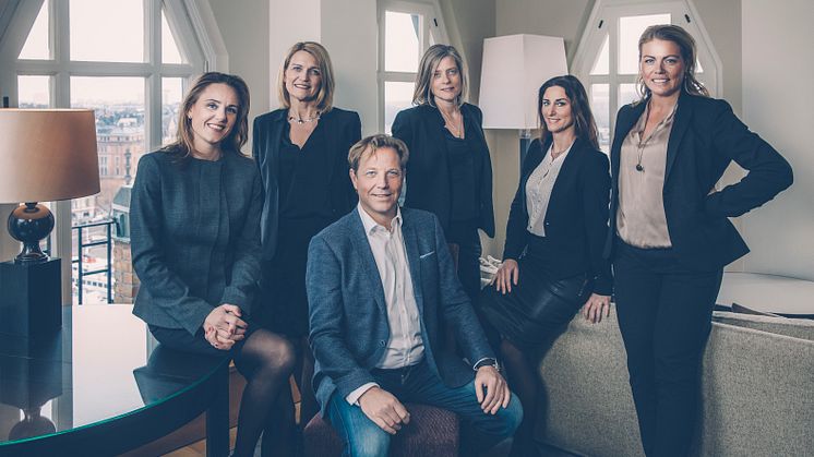 Anders Junger - Koncernchef för Winn Hotel Group med kollegorna (fr. v) Charlotta Olsson, Helena Törnquist, Cecilia Wingård, Therese Andersson och Anna Blomqvist.