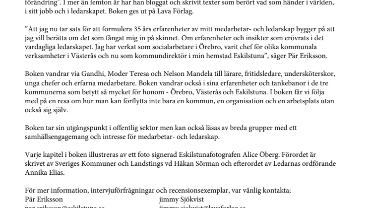 Årets Ledarutvecklare 2013 ger ut boken "Tio tankar om ledarskap" på Lava Förlag