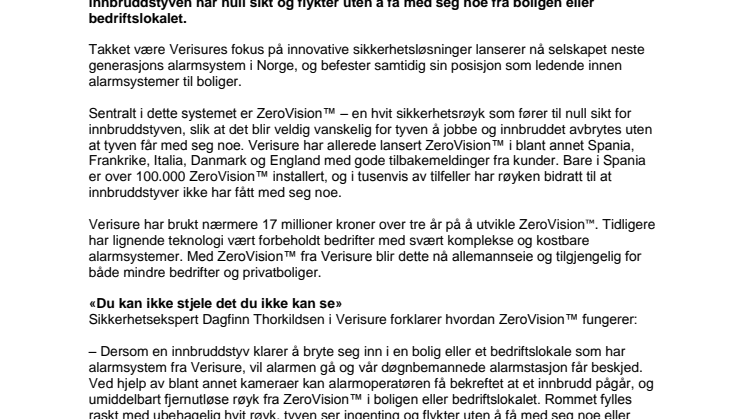 ZeroVision™ – sikkerhetsrøyken som jager bort tyven