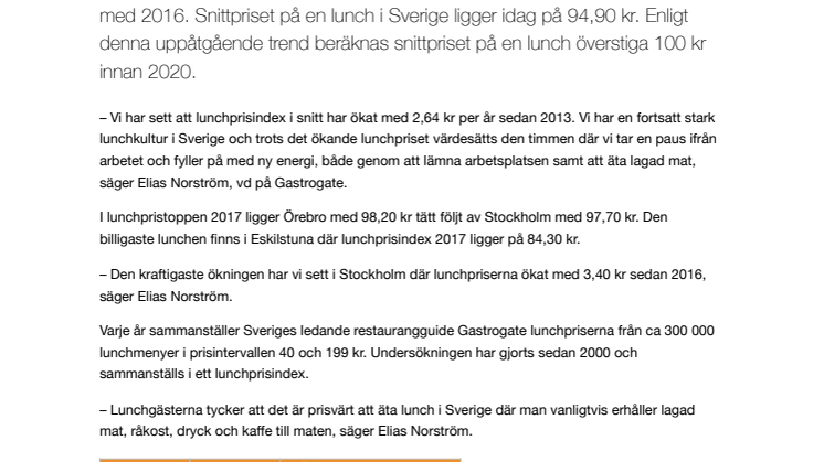 Lunchprisindex 2017
