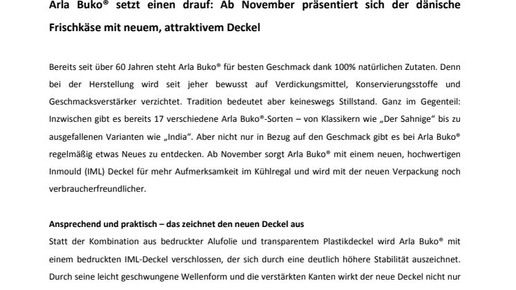 Pressemitteilung zum Arla Buko® Verpackungsrelaunch
