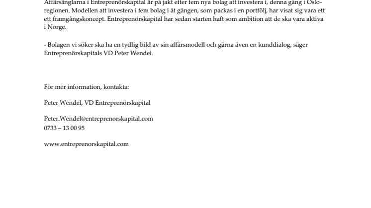 Affärsänglar vill investera i norska företag