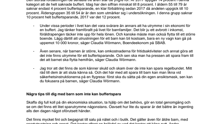Barnfamiljer har svårast få ihop buffert
