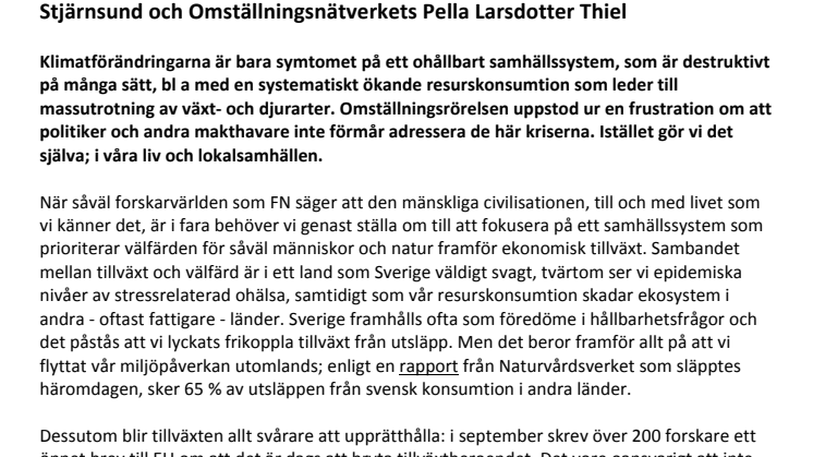Aktuellt kl 21.30 ikväll – Behöver vi ställa om vårt sätt att leva? Möt Roxendals i Stjärnsund och Omställningsnätverkets Pella Larsdotter Thiel