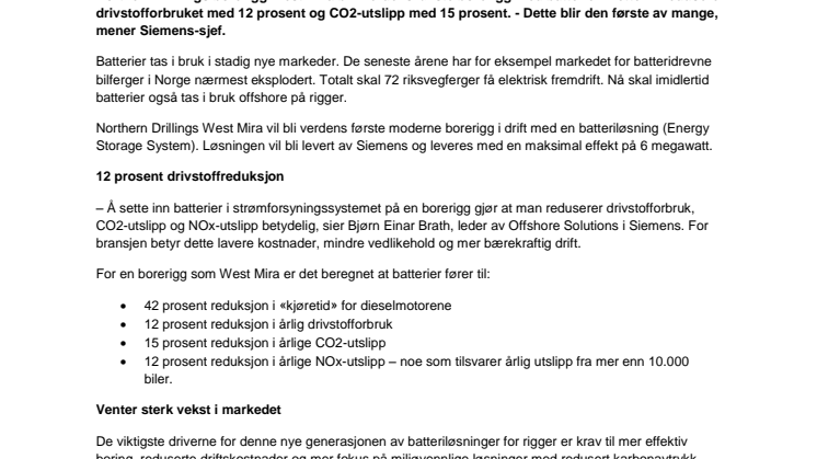Verdens første batteriborerigg – ny trend i riggmarkedet