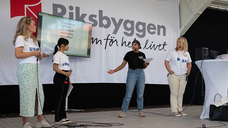 Engagerade ungdomar från IS Göta och Fridaskolan i samarbete med Riksbyggen i kv Spårvagnshallarna under H22 City Expo