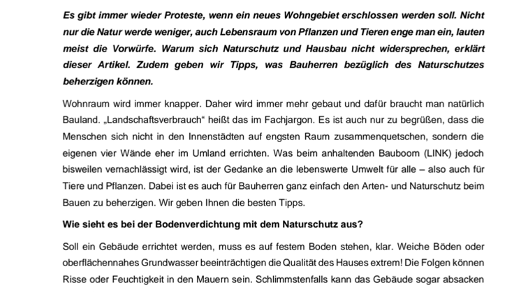 Von Bäume fällen bis Bodenverdichtung – Hausbau und Naturschutz widersprechen sich nicht 