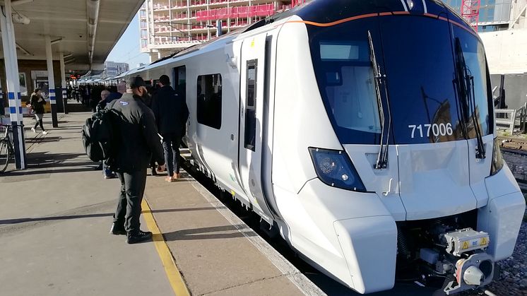 New Moorgate train arriving at Finsbury Park station - launch day 25 March 2019