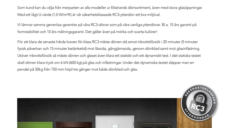Flexibla säkerhetsklassade RC3 ytterdörrar från Ekstrands