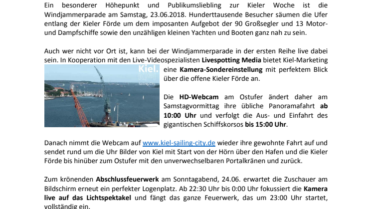 Logenplatz zur Windjammerparade und zum Abschlussfeuerwerk KiWo2018