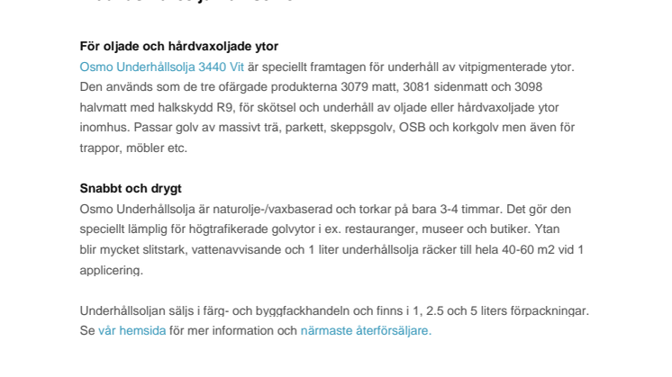 Vit underhållsolja från Osmo