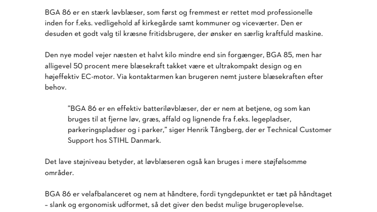 Ny løvblæser fra STIHL – 50 procent stærkere end sin forgænger