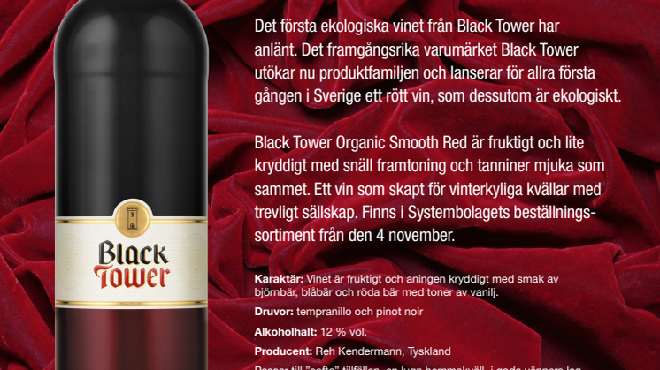 Nyhet! Rött, rätt och ekologiskt från Black Tower!