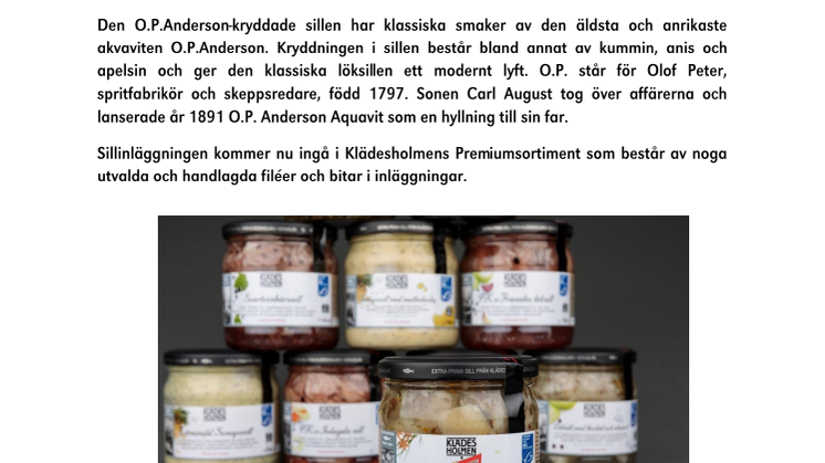 O.P Anderson-kryddad sill återlanseras av Klädesholmen 
